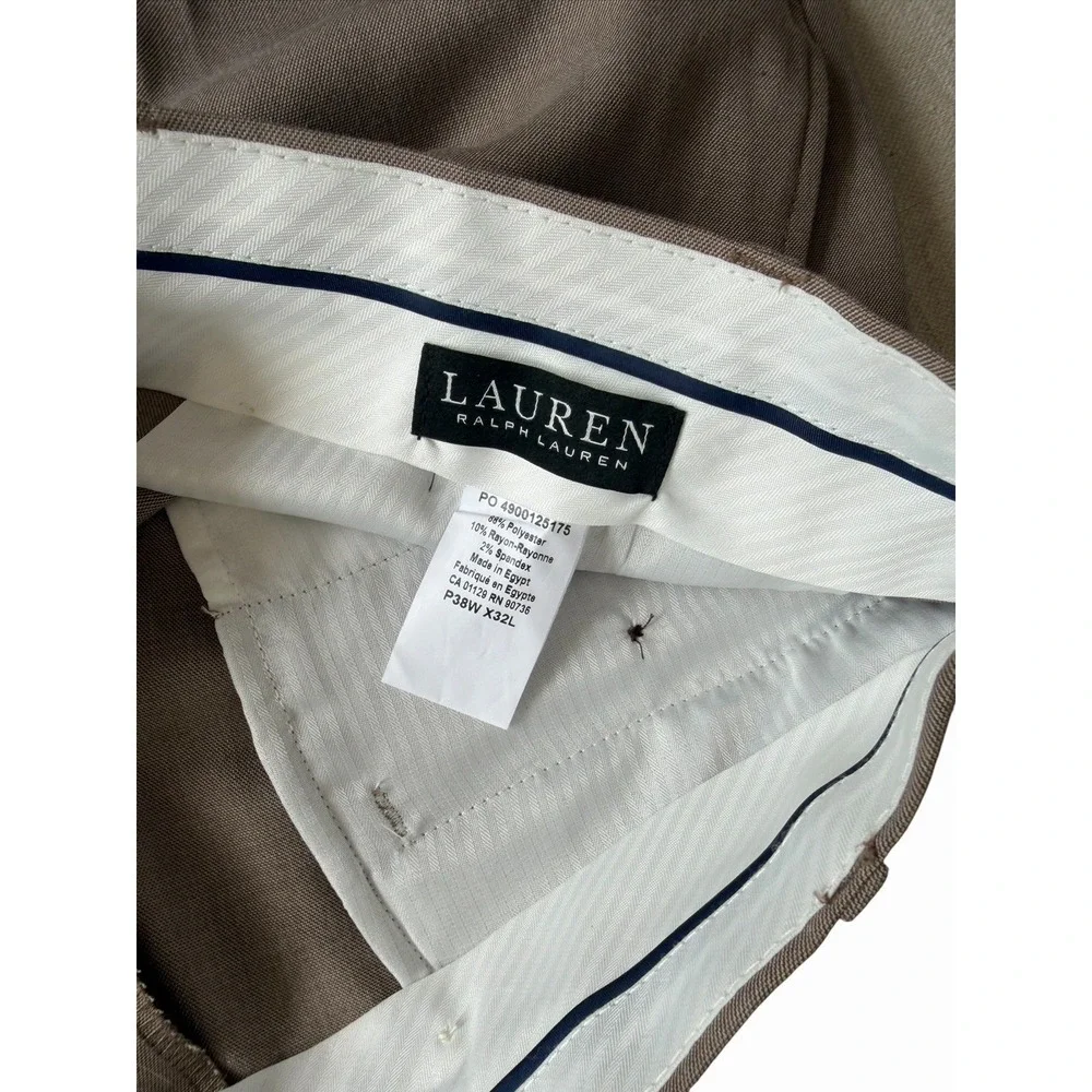 NWT Lauren Ralph Lauren Classic Fit Ultraflex Dress Panrs Tan Mens 38x30